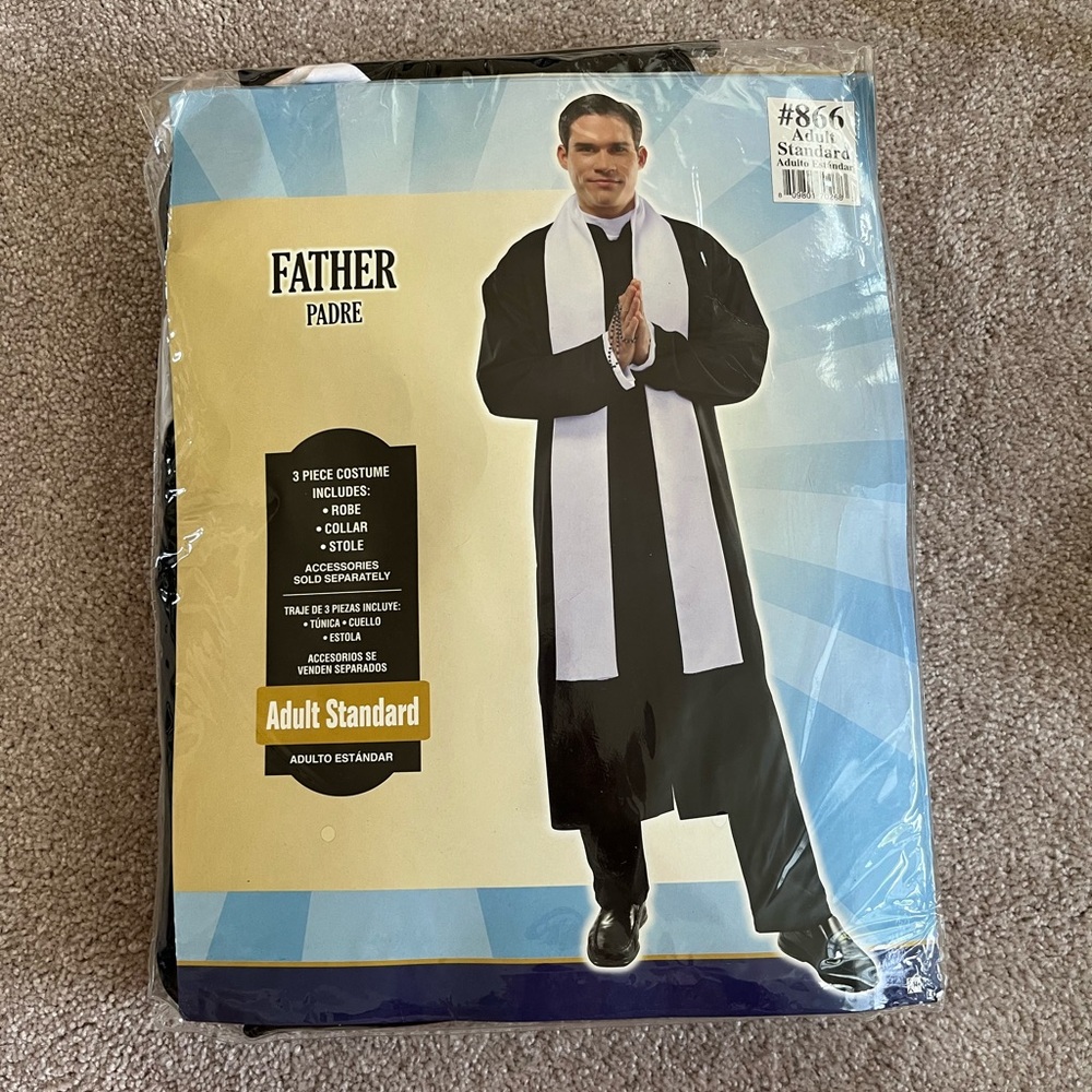 Father Costume with White and Black Robe one size fits most